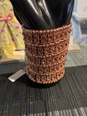 Rose Gold Beaded Multi-Row Bracelet